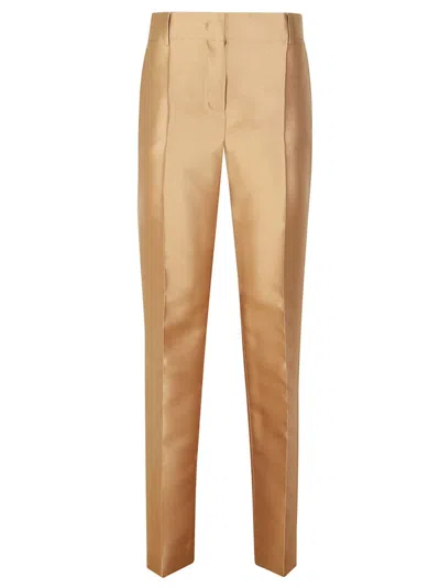 ALBERTA FERRETTI SATIN-FINISH TAILORED PANTS WITH CLASSIC WAISTBAND AND PLEATS