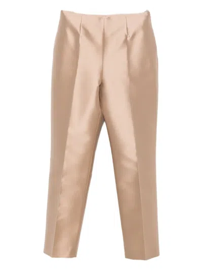 Alberta Ferretti Satin-finish Trousers In Neutral