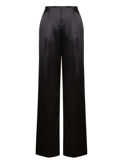 Alberta Ferretti Satin High-waisted Trousers In Black