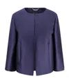 Alberta Ferretti Satin Jacket In Blue