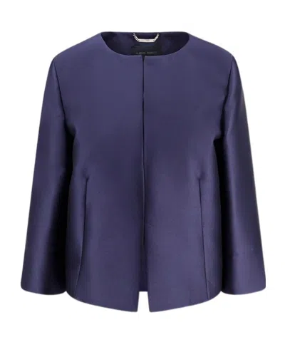 Alberta Ferretti Satin Jacket In Blue