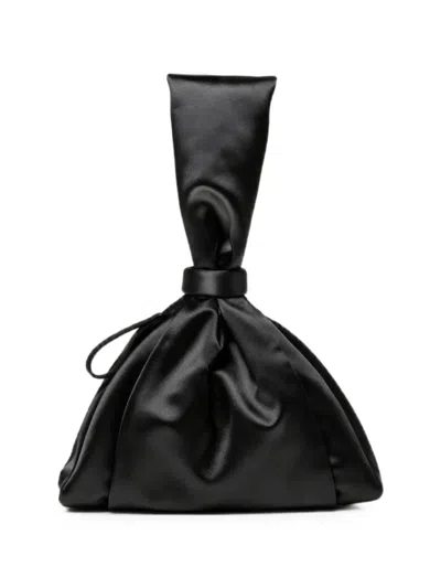 Alberta Ferretti Satin Knotted Clutch Bag In Black