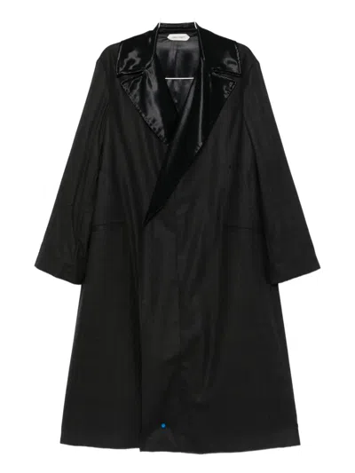 Alberta Ferretti Satin-lapels Wool Coat In Brown