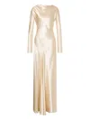 Alberta Ferretti Womens Ivory Draped-neckline Long-sleeves Woven Maxi Dress In Gold
