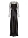 Alberta Ferretti Black Satin Long Dress In Black