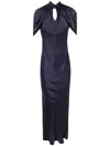 Alberta Ferretti Satin Long Dress Clothing In Blue