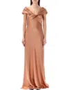 Alberta Ferretti Bow-detail Satin Slip Dress In Copper