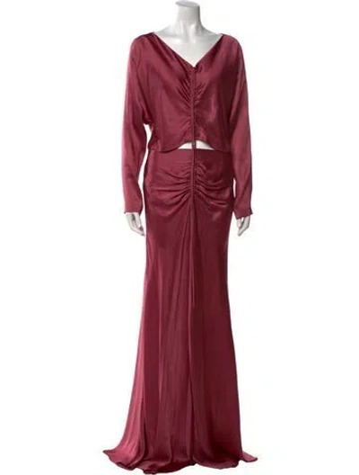Pre-owned Alberta Ferretti Satin Long Dress In Pink