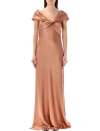 Alberta Ferretti Bow-detail Satin Slip Dress In Pink