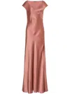 Alberta Ferretti Panelled Satin Gown In Pink