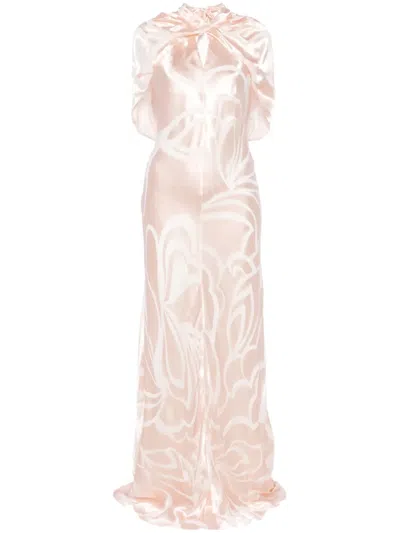 Alberta Ferretti Maxikleid Aus Satin In Rosa