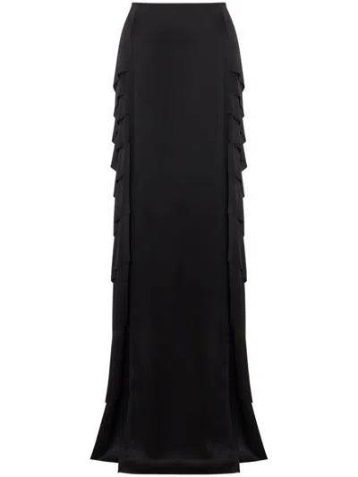 Alberta Ferretti Satin Maxi Skirt In Black
