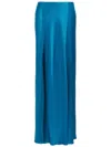 Alberta Ferretti Satin High Waist Long Skirt In Blue