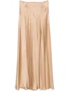 Alberta Ferretti Fluted Satin Skirt In Brown
