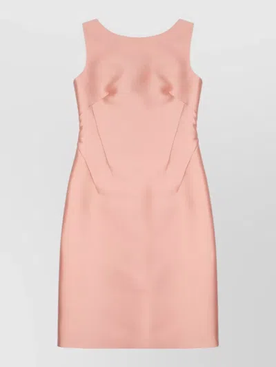 Alberta Ferretti Satin Midi Dress Bow Detail Back Cutout In Neutral