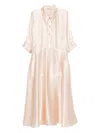Alberta Ferretti Satin Midi Dress In Neutral