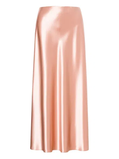 Alberta Ferretti Satin Midi Skirt In Pink