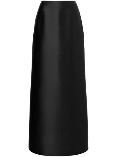 Alberta Ferretti Satin Midi Skirt In Schwarz