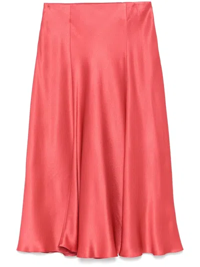 Alberta Ferretti Satin Midi Skirt In Pink