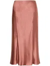Shop Alberta Ferretti Satin Midi Skirt In Pink