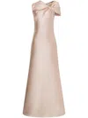 Alberta Ferretti Twisted Shoulder Mikado Mermaid Gown In Gold