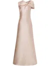 Alberta Ferretti Twisted Shoulder Mikado Mermaid Gown In Neutral