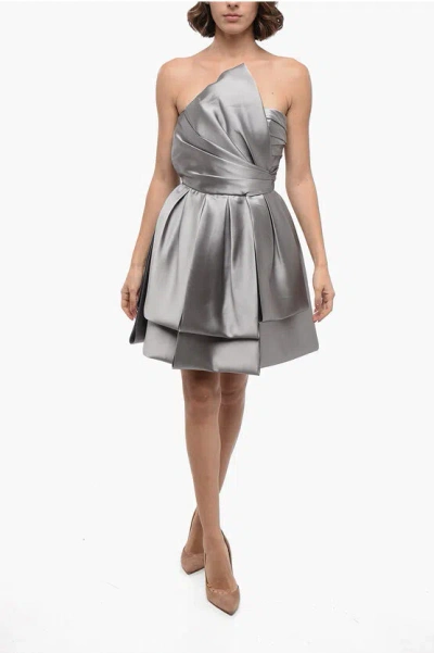 Alberta Ferretti Off-shoulder Minidress In Grey