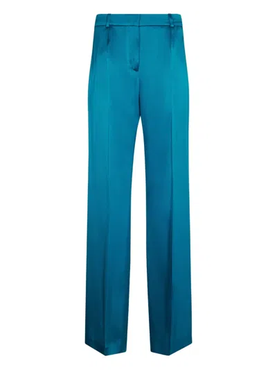 Alberta Ferretti Straight-leg Trousers With Satin Finish In Blue
