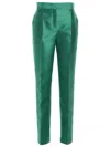 Alberta Ferretti Pleated High Waist Slim Fit Trousers In Green