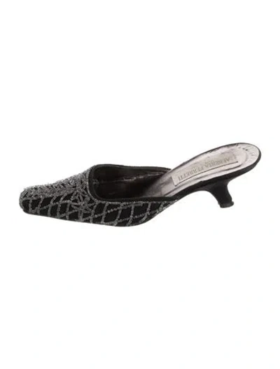 Pre-owned Alberta Ferretti Satin Patterned Mules In Black