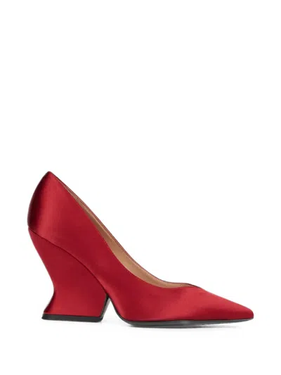 Alberta Ferretti Satin Pointed-toe Pumps In Red