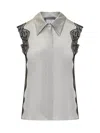 Alberta Ferretti Lace-trim Satin Shirt In Grey