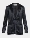Alberta Ferretti Satin Single-breasted Blazer In Blue
