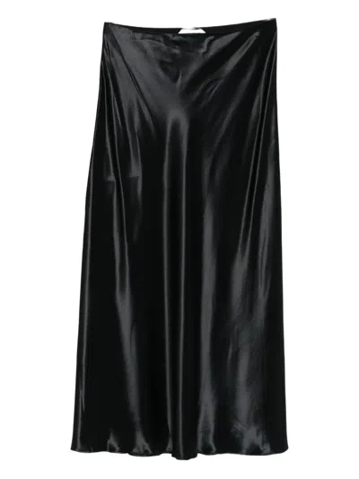 Alberta Ferretti Satin Skirt In Black
