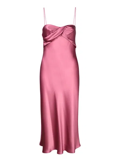 Alberta Ferretti Satin Sleeveless Midi Dress In Pink