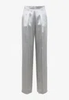 Alberta Ferretti High-waisted Silver Trousers With Tailored Fit In Gray