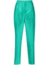 Alberta Ferretti Satin Straight-leg Trousers In Grün