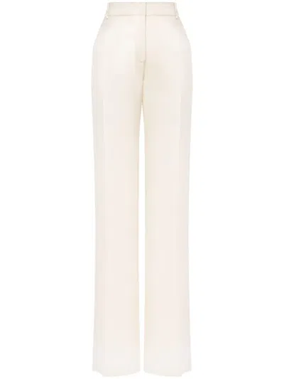 Alberta Ferretti Satin Tailored Trousers In Neutrals
