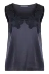 Alberta Ferretti Satin Tank Top In Blue
