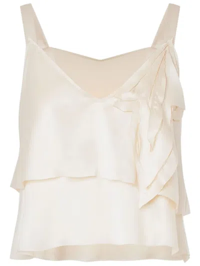 Alberta Ferretti Satin Tank Top In White