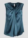 Alberta Ferretti Draped Satin Top In Blue