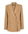 Alberta Ferretti 'enver' Beige Double-breasted Jacket With Pointed Lapels In Tech Fabric Blend Woman In Nude