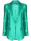 Alberta Ferretti Single Breast Satin Blazer Jacket In Green
