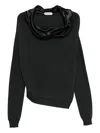 Alberta Ferretti Satin-trimmed Wool Sweater In Gray
