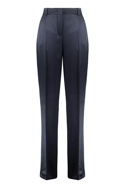ALBERTA FERRETTI NAVY BLUE SATIN WIDE-LEG PANT