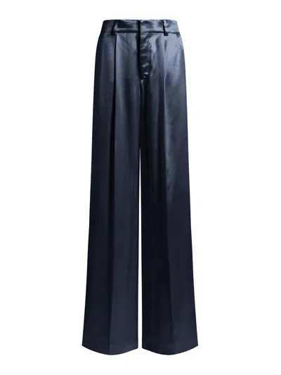 Alberta Ferretti Satin Trousers In Blue
