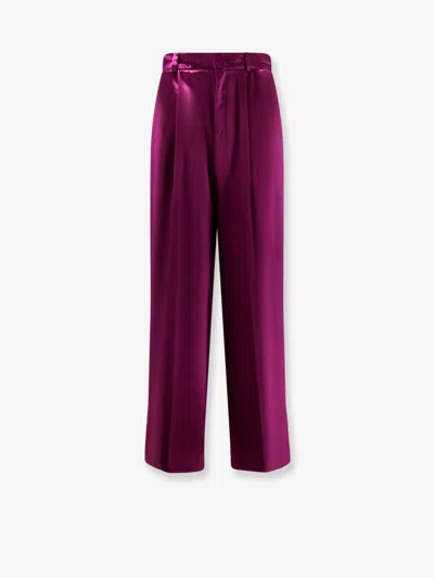 Alberta Ferretti Satin Trousers With Pinces In Purple