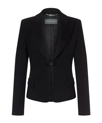 Alberta Ferretti Satin Tuxedo Suit Jacket In Black