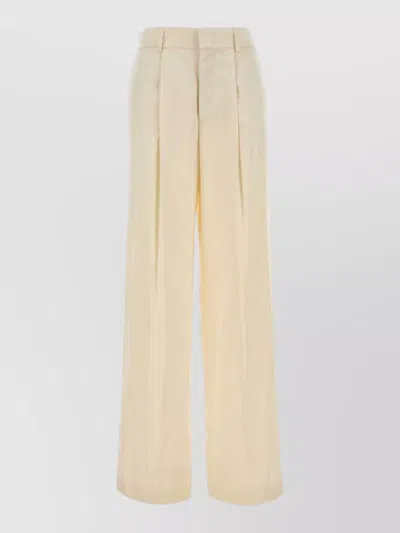 Alberta Ferretti Satin Wide Leg Trousers Belt Loops In Gray