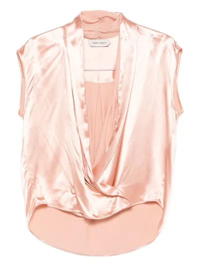 Alberta Ferretti Satin Wrap Top In Pink